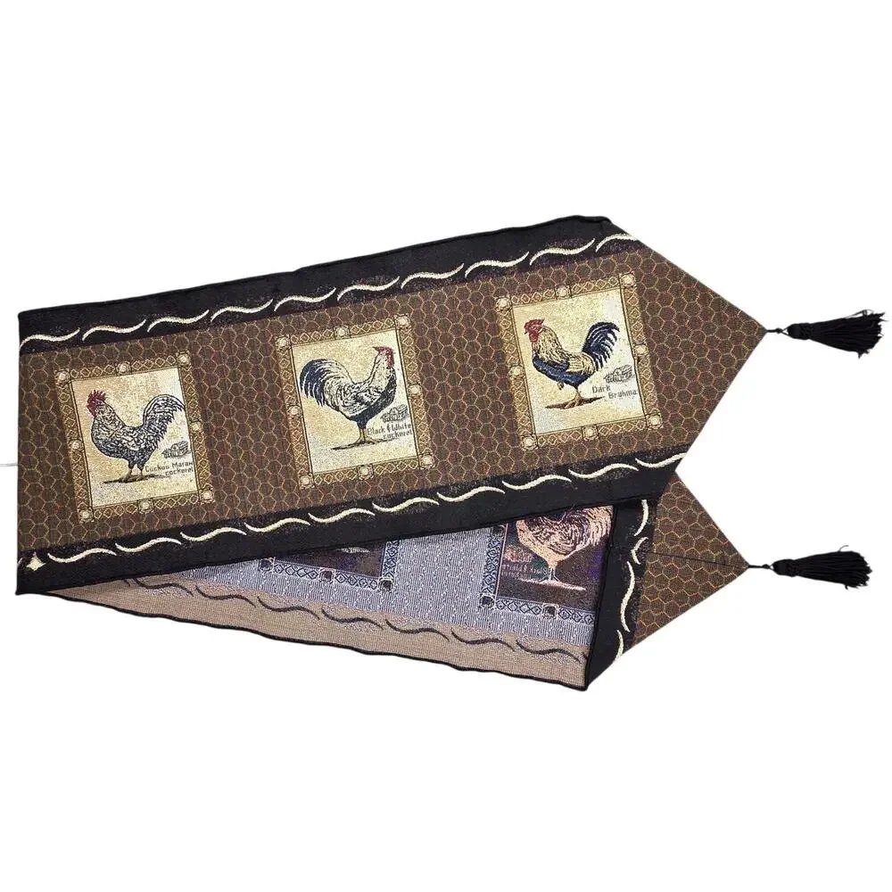 C. MCKINLEY ROOSTER BREEDS WALL HANGING / TABLE RUNNER 34x13 VINTAGE Y2K